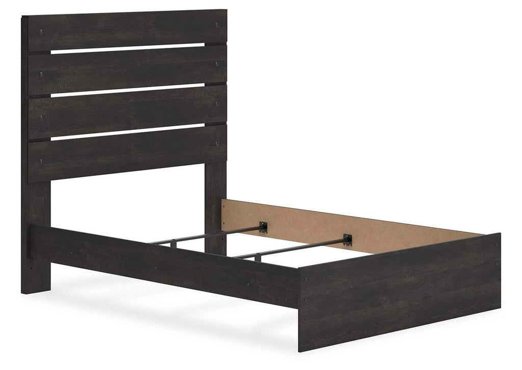 Delmorta Full Panel Bed, Dresser, Mirror and 2 Nightstands angled view