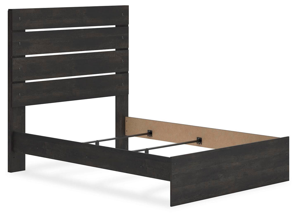 Hollivern Full Panel Bed in Dark Gray, angle view