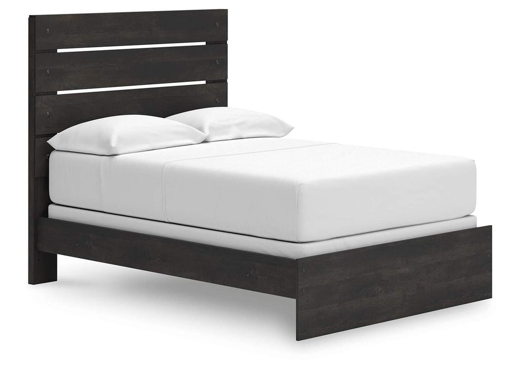 Delmorta Full Panel Bed, Dresser, Mirror and 2 Nightstands angled view