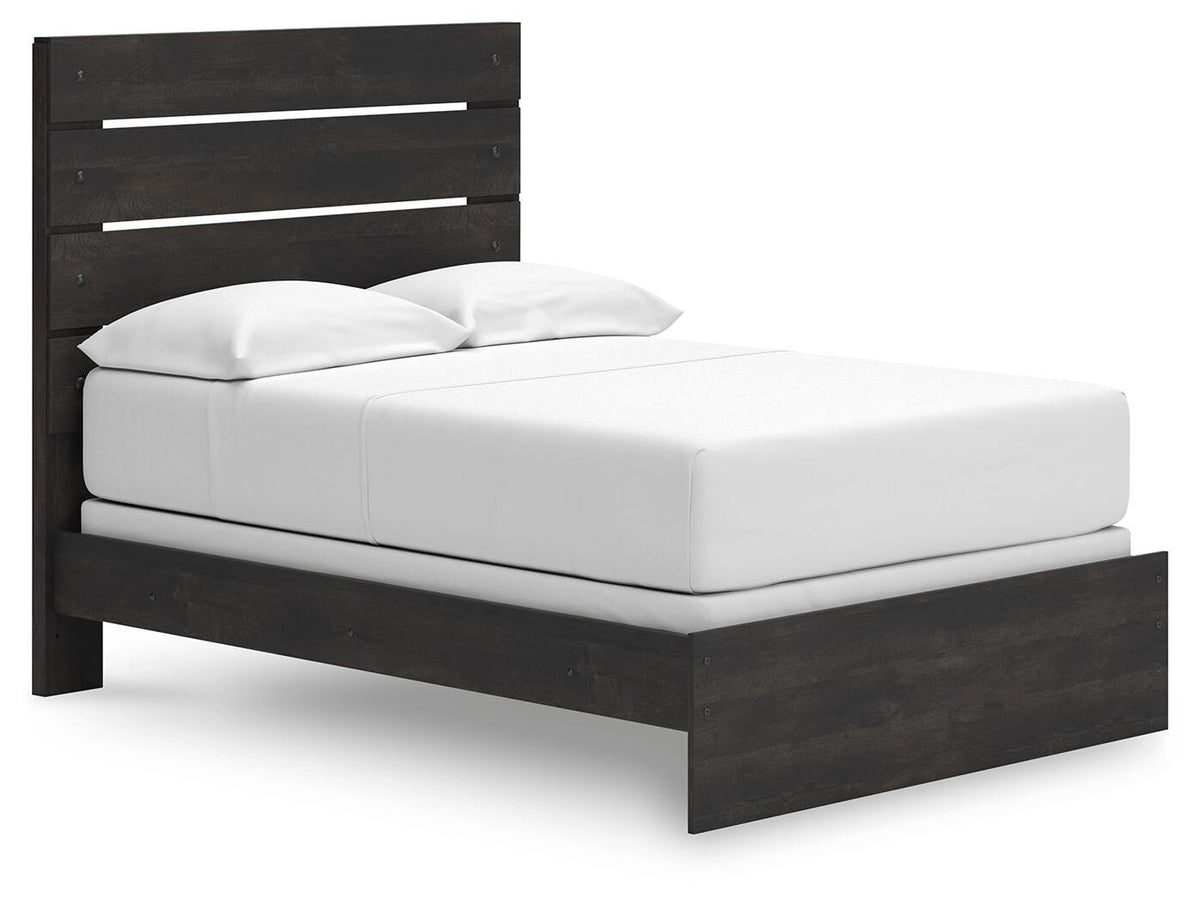 Hollivern Full Panel Bed in Dark Gray, angle view