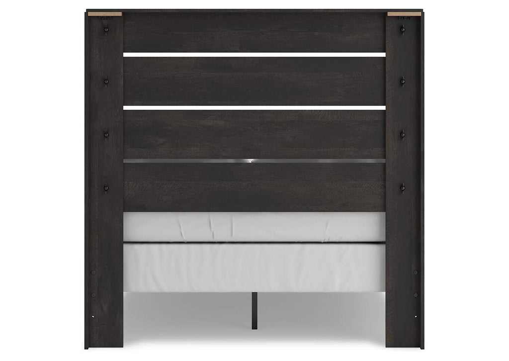 Delmorta Full Panel Bed, Dresser, Mirror and Chest