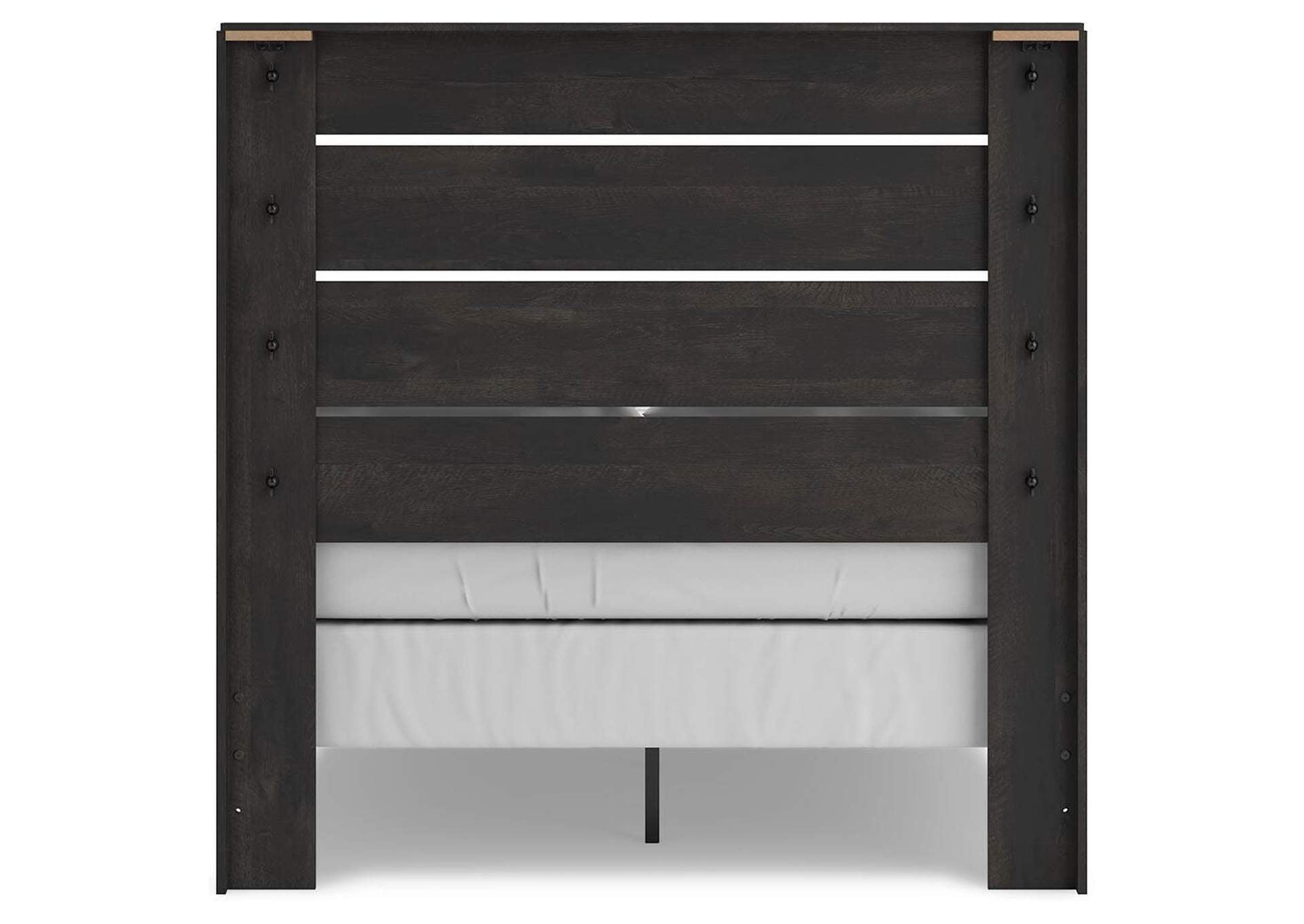 Delmorta Full Panel Bed, Dresser, Mirror and Nightstand