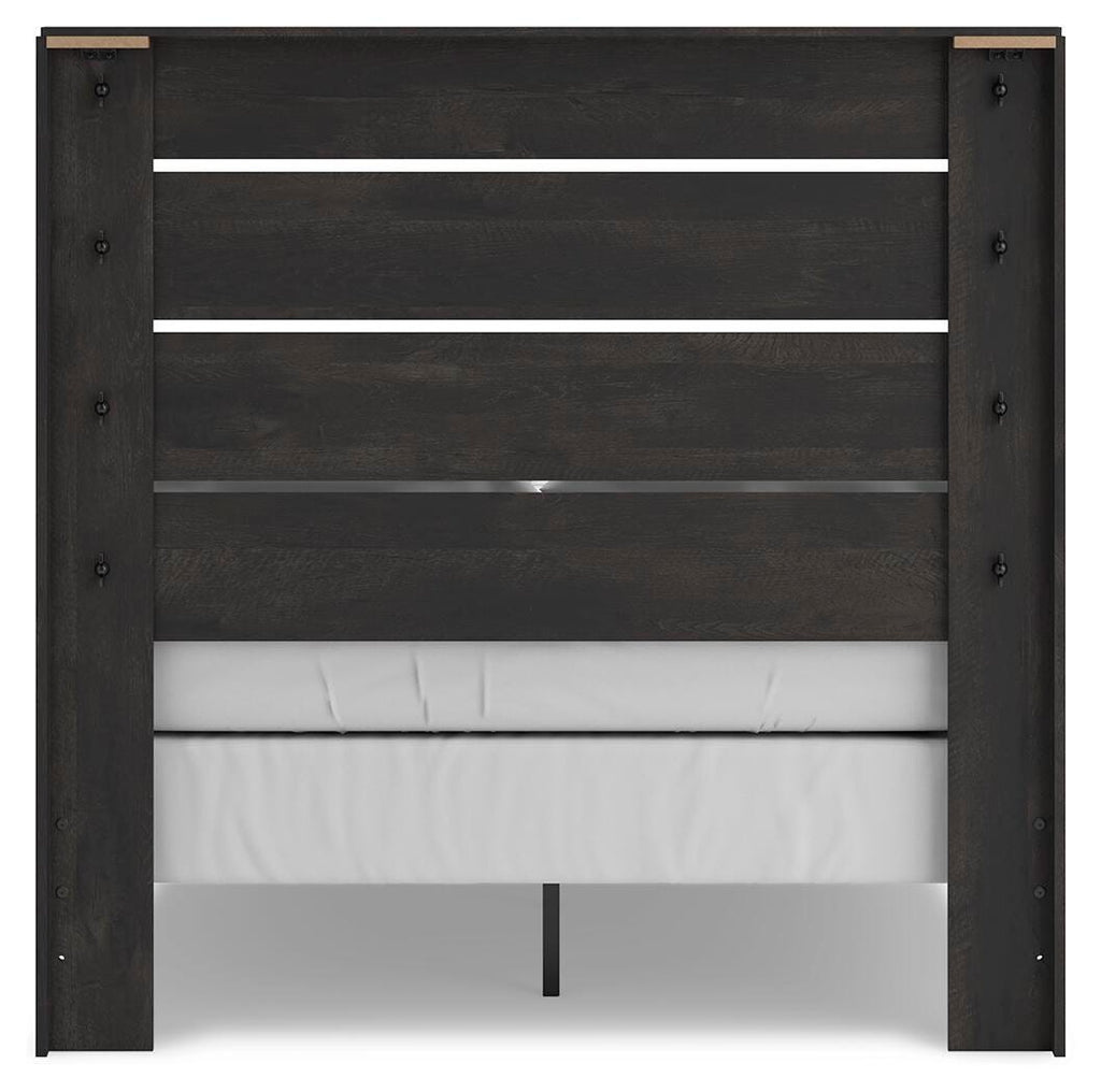 Hollivern Full Panel Bed in Dark Gray, back view