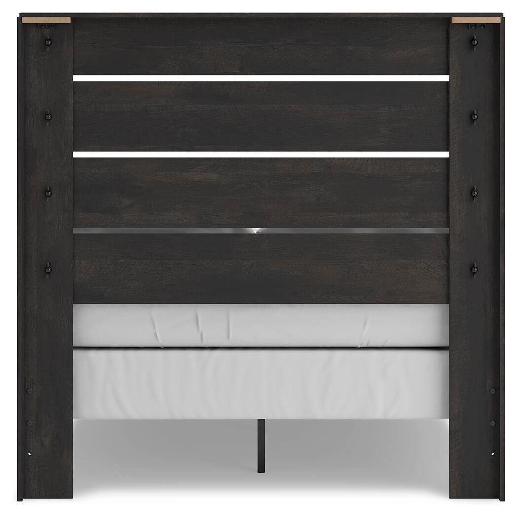 Hollivern Full Panel Bed in Dark Gray, back view