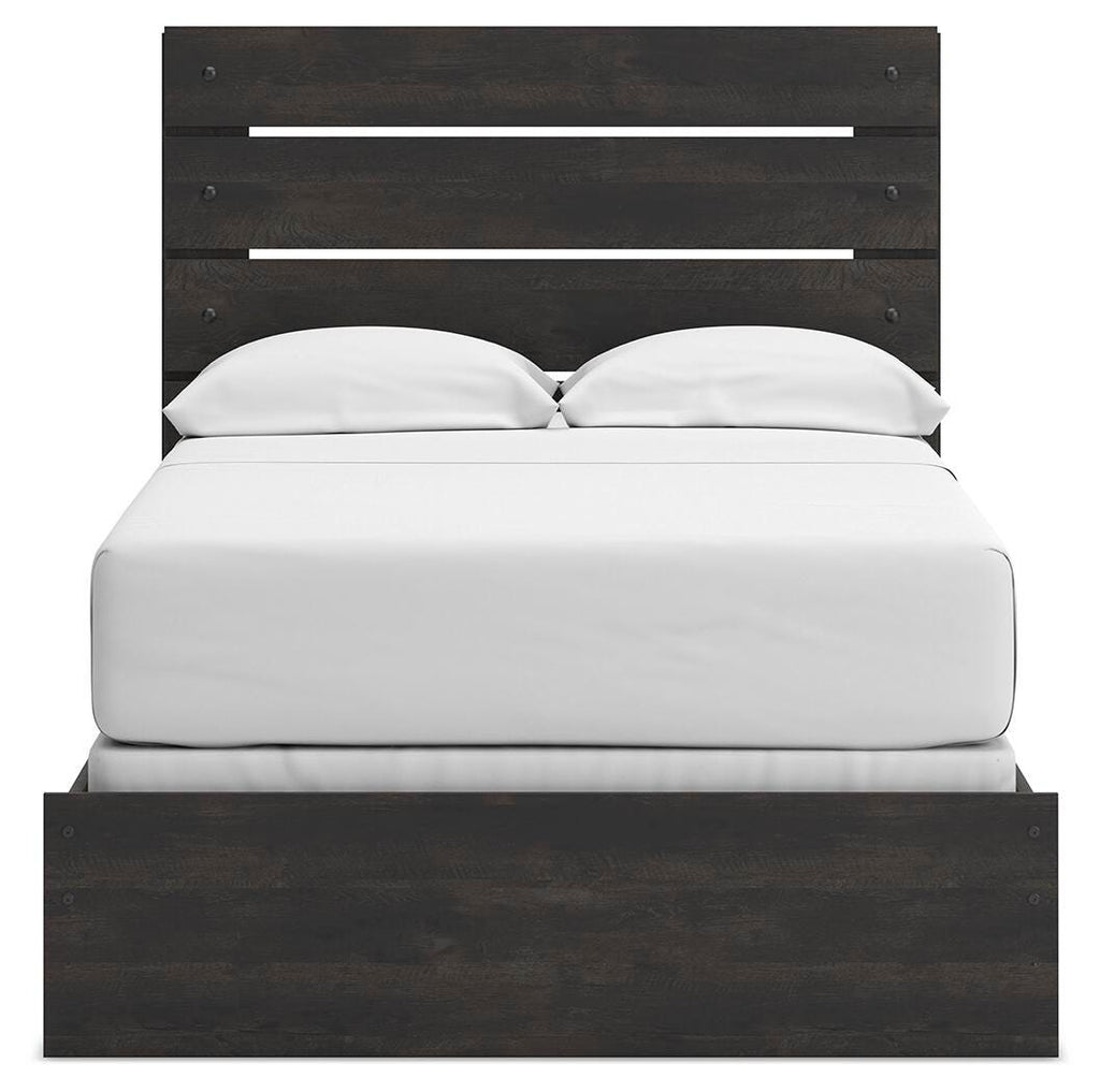 Hollivern Full Panel Bed in Dark Gray, front view