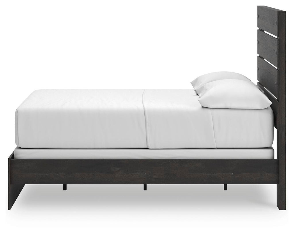 Hollivern Full Panel Bed in Dark Gray, alternate side view