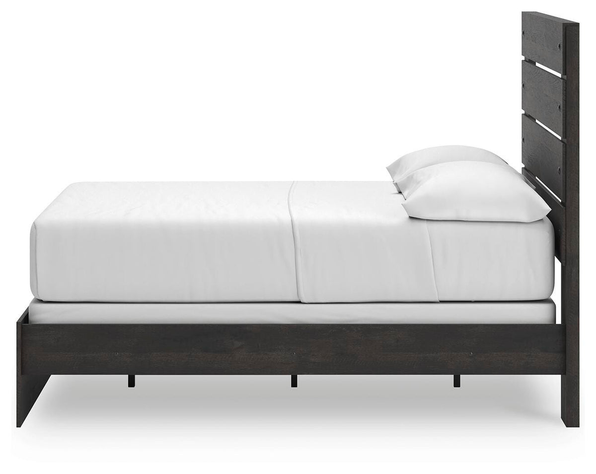 Hollivern Full Panel Bed in Dark Gray, alternate side view