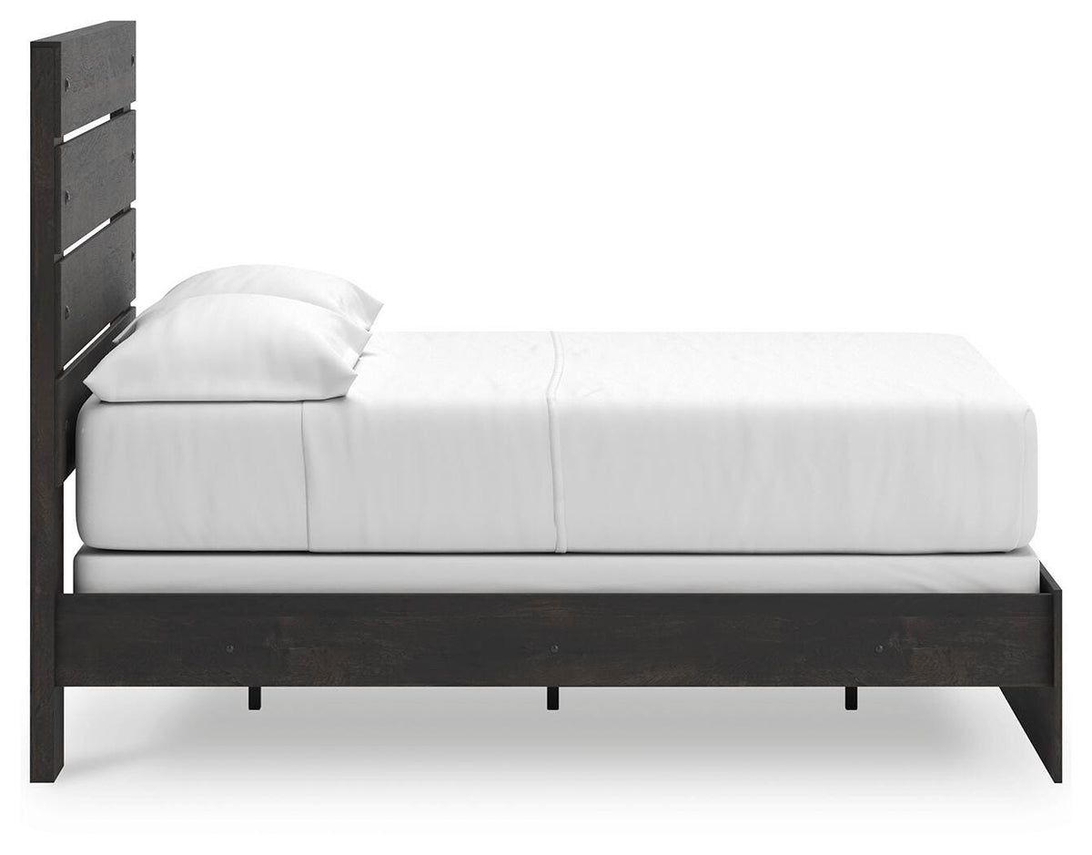 Hollivern Full Panel Bed in Dark Gray, side view