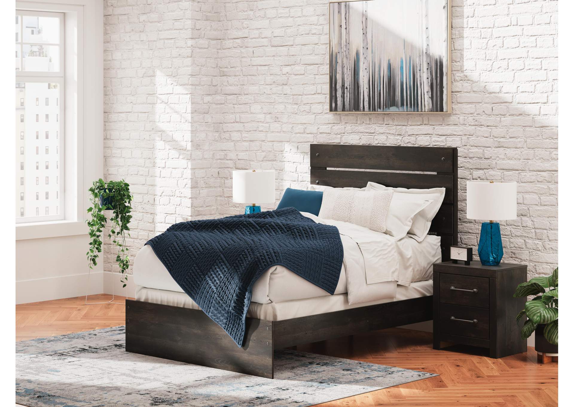 Delmorta Full Panel Bed, Dresser, Mirror and 2 Nightstands