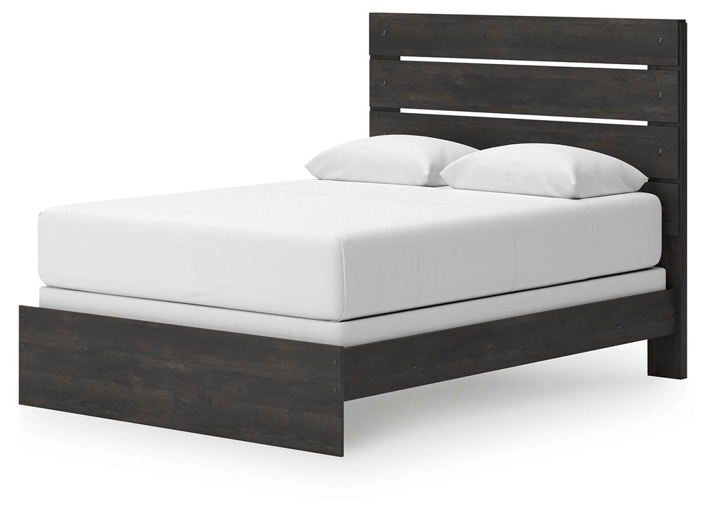 Hollivern Queen Panel Bed in Dark Gray, angle view