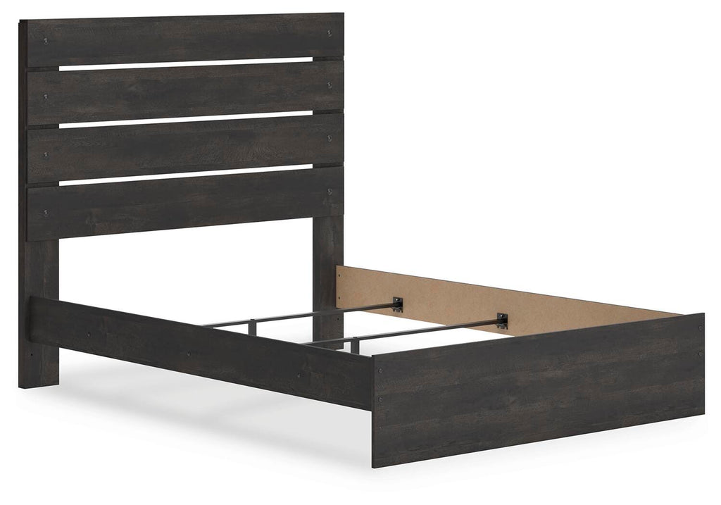 Hollivern Queen Panel Bed in Dark Gray, angle view