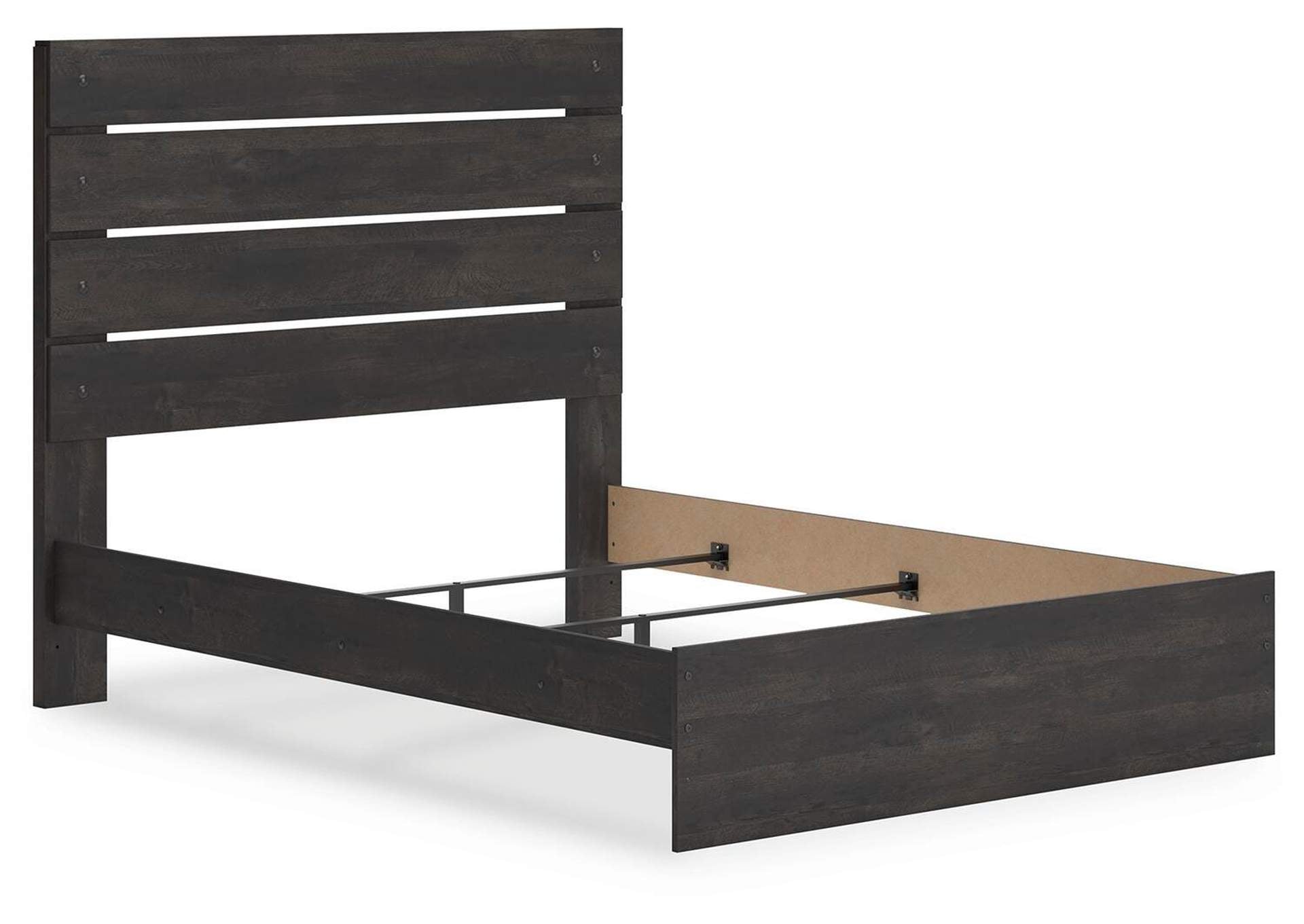 Delmorta Queen Panel Bed, Dresser, Mirror and Nightstand angled view