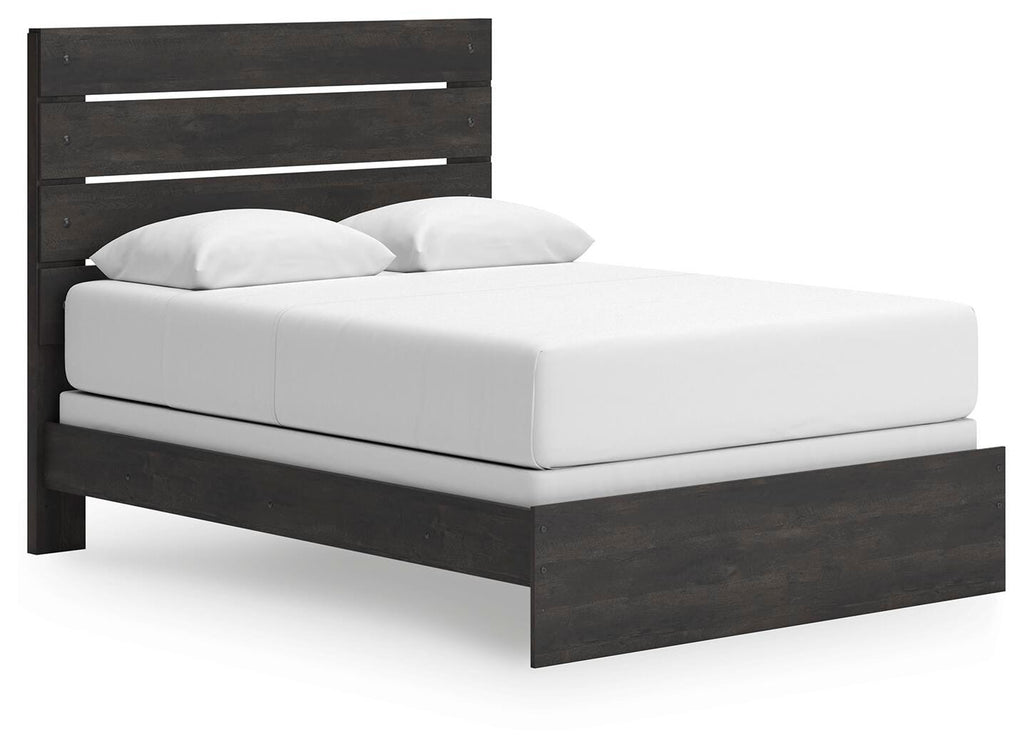 Hollivern Queen Panel Bed in Dark Gray, angle view