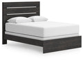 Hollivern Queen Panel Bed in Dark Gray, angle view