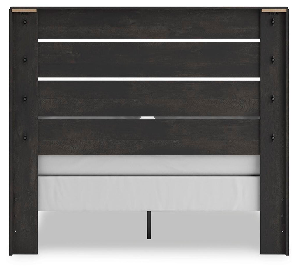 Hollivern Queen Panel Bed in Dark Gray, back view