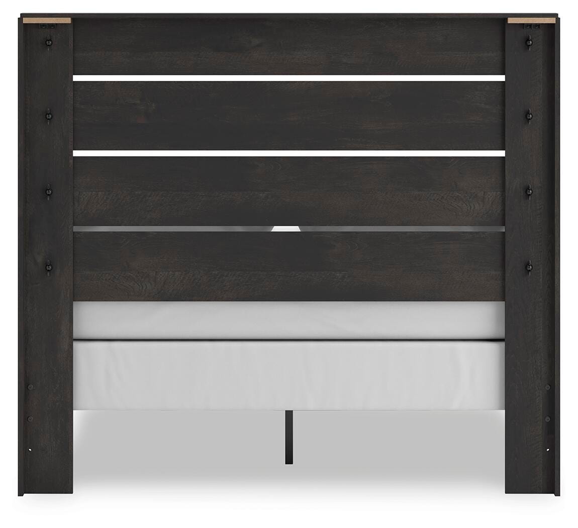 Hollivern Queen Panel Bed in Dark Gray, back view