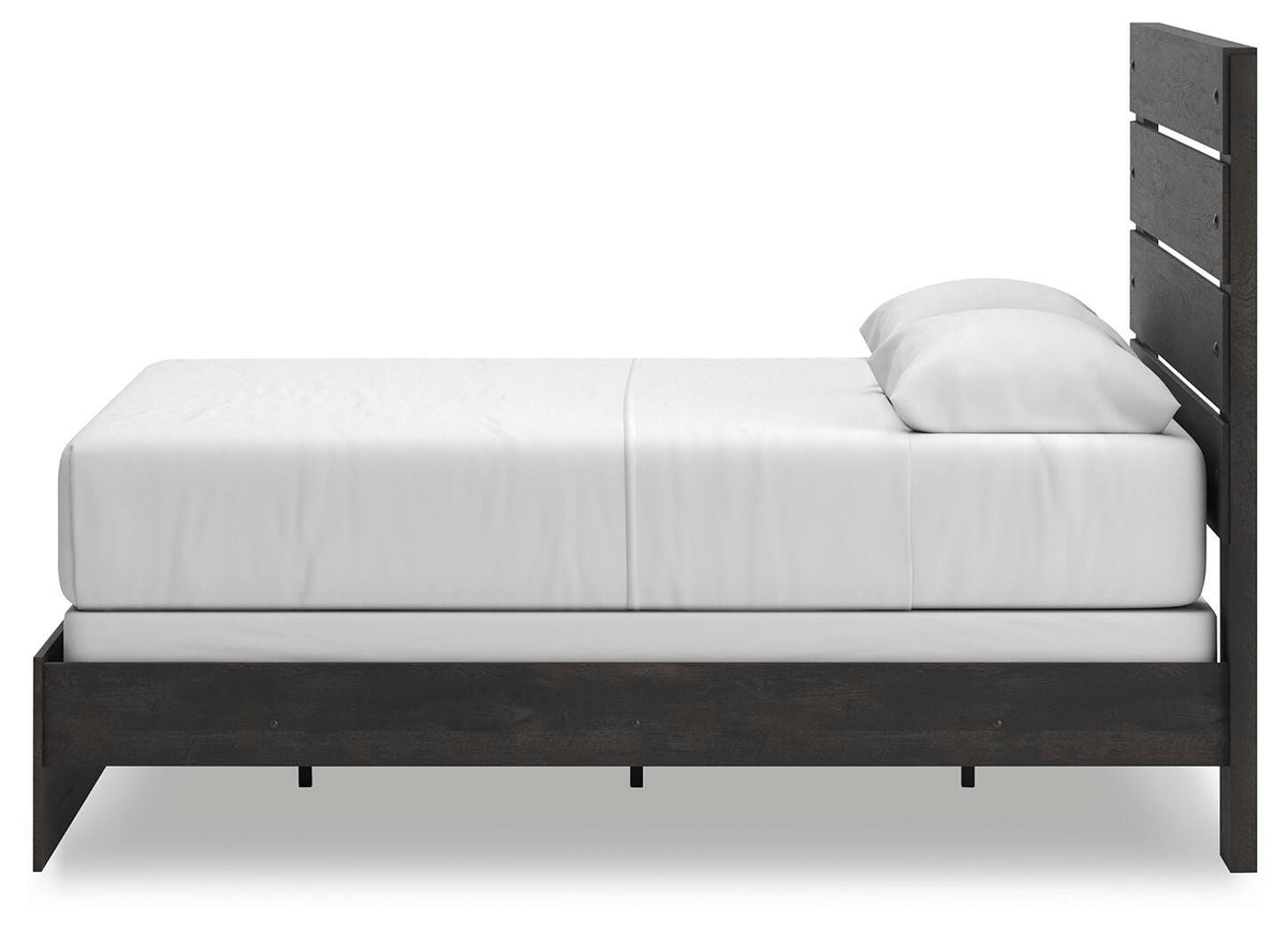 Hollivern Queen Panel Bed in Dark Gray, alternate side view