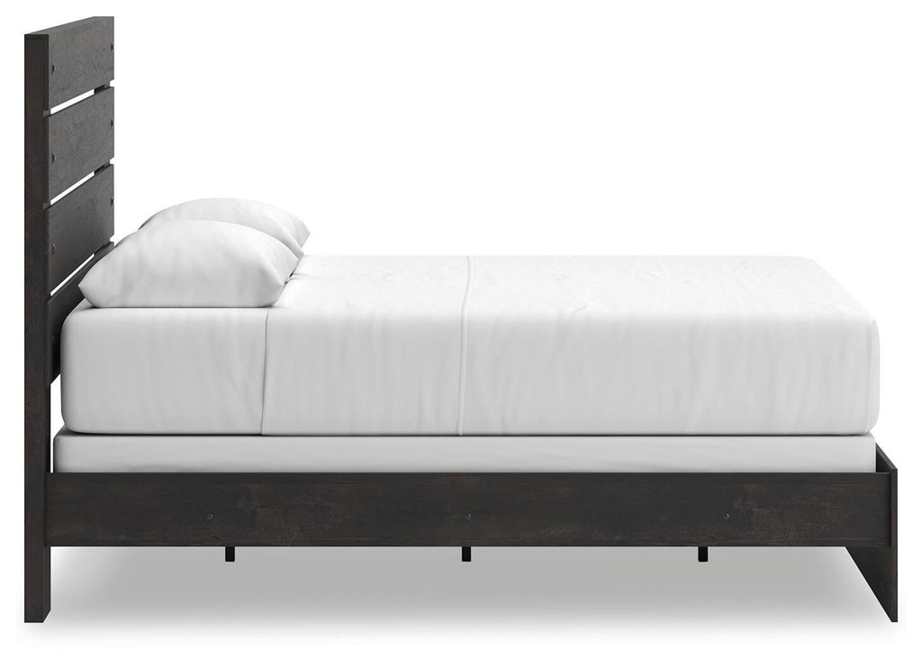 Hollivern Queen Panel Bed in Dark Gray, side view