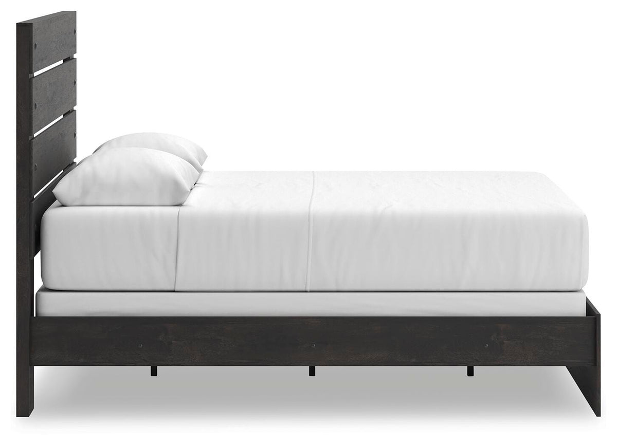 Hollivern Queen Panel Bed in Dark Gray, side view