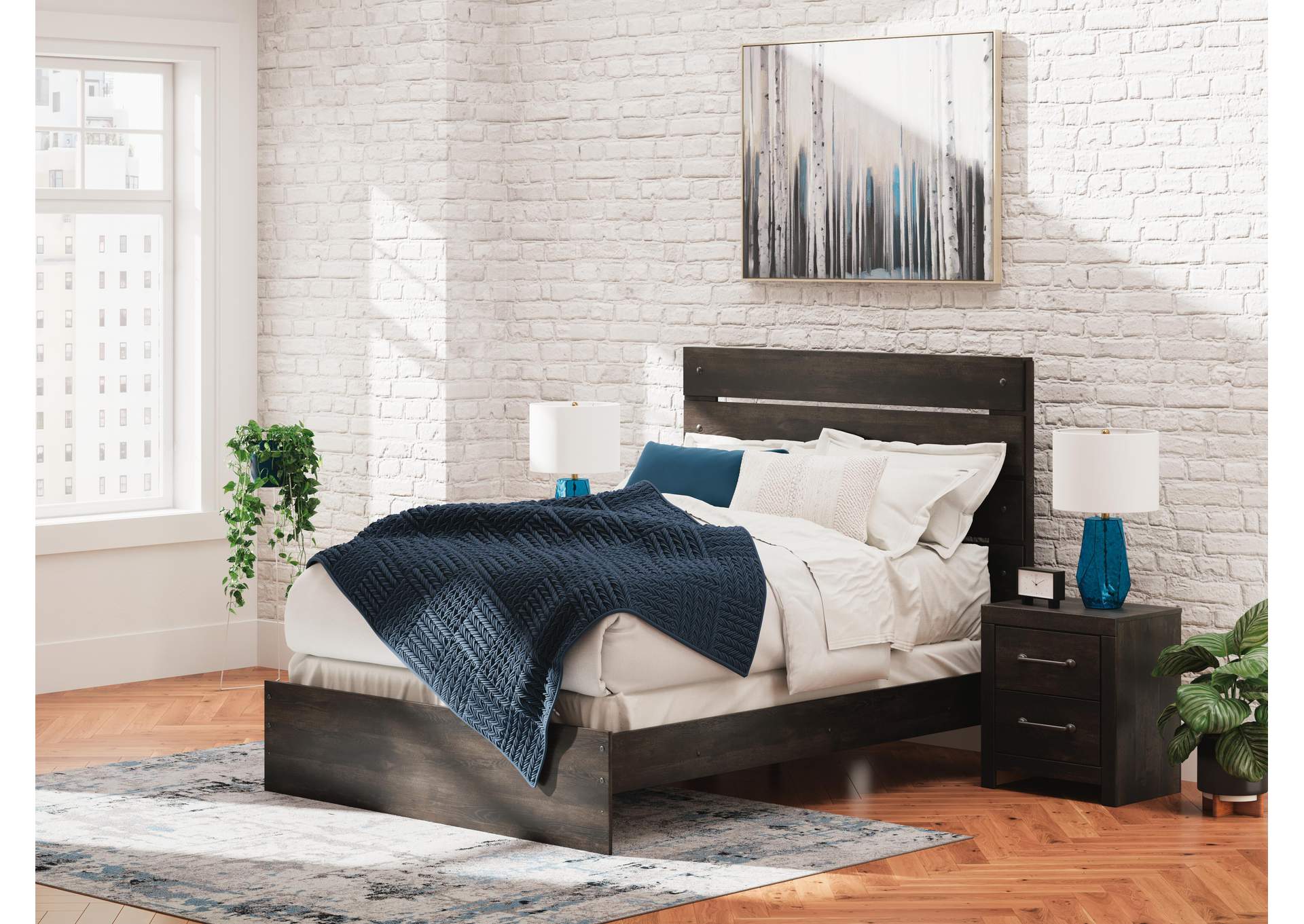 Delmorta Queen Panel Bed, Dresser and Nightstand