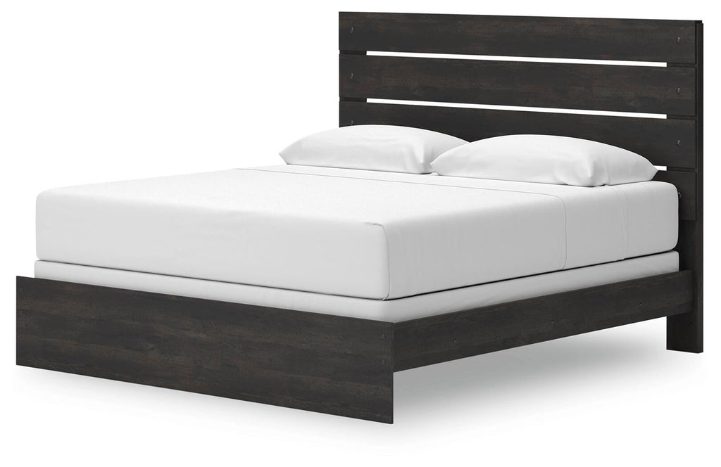 Hollivern King Panel Bed in Dark Gray, angle view