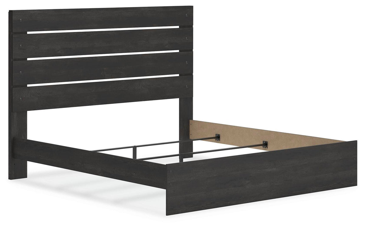 Hollivern King Panel Bed in Dark Gray, angle view