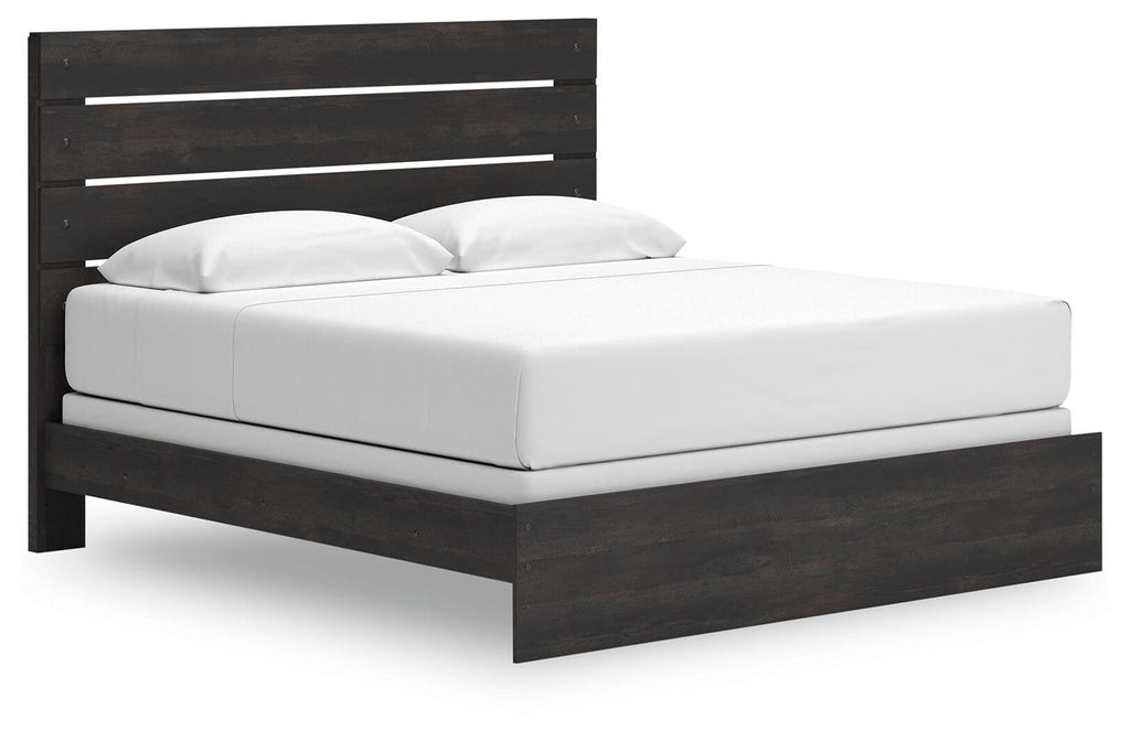 Hollivern King Panel Bed in Dark Gray, angle view