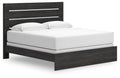 Hollivern King Panel Bed in Dark Gray, angle view