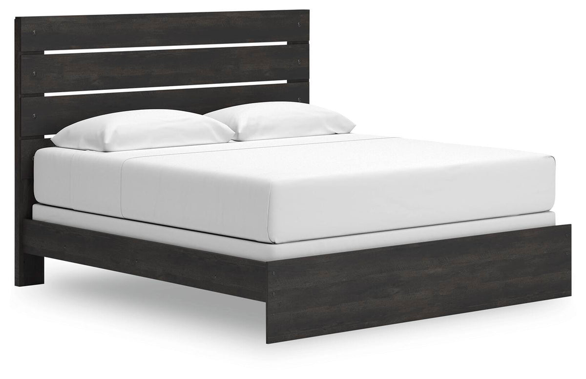 Hollivern King Panel Bed in Dark Gray, angle view