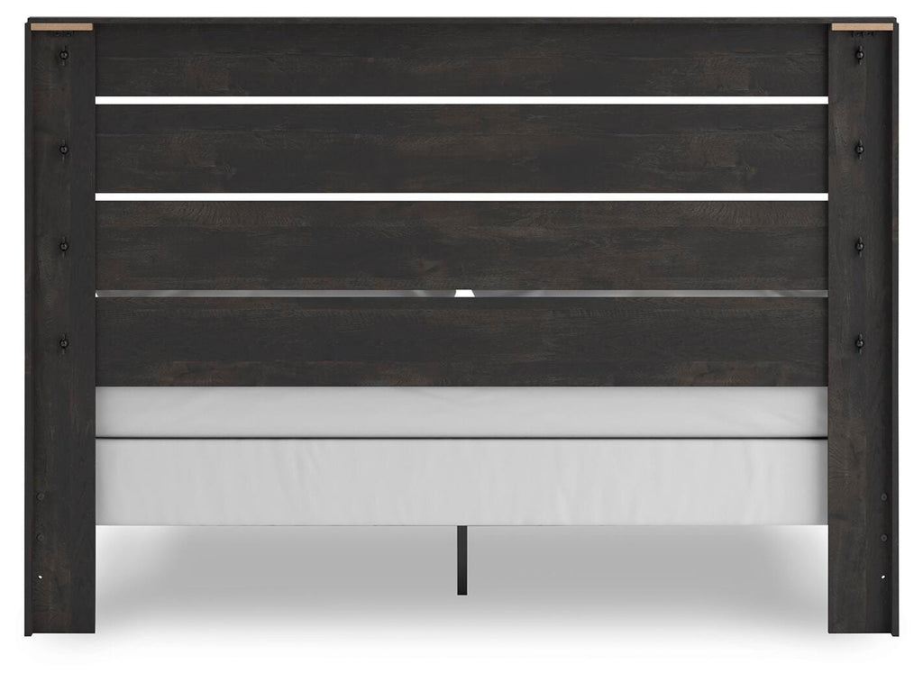 Hollivern King Panel Bed in Dark Gray, back view