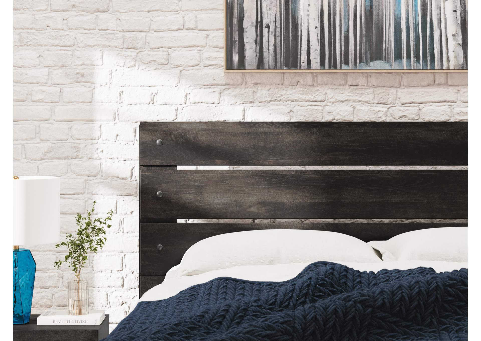 Delmorta King Panel Bed, Dresser, Mirror and Chest detail