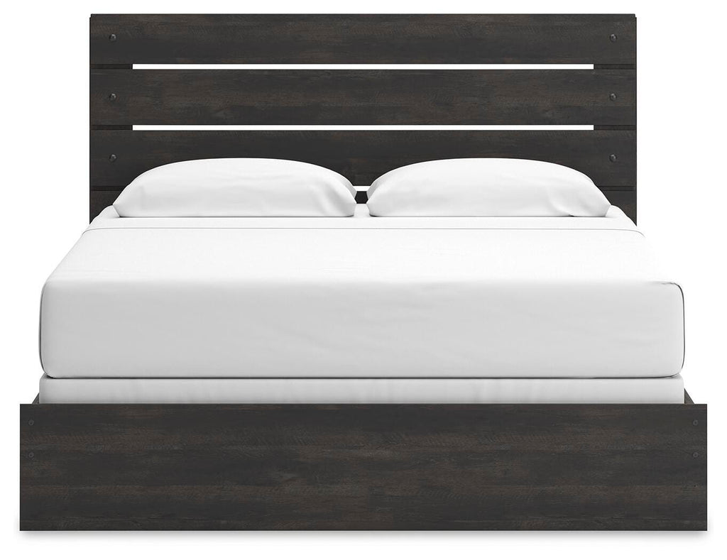 Hollivern King Panel Bed in Dark Gray, front view