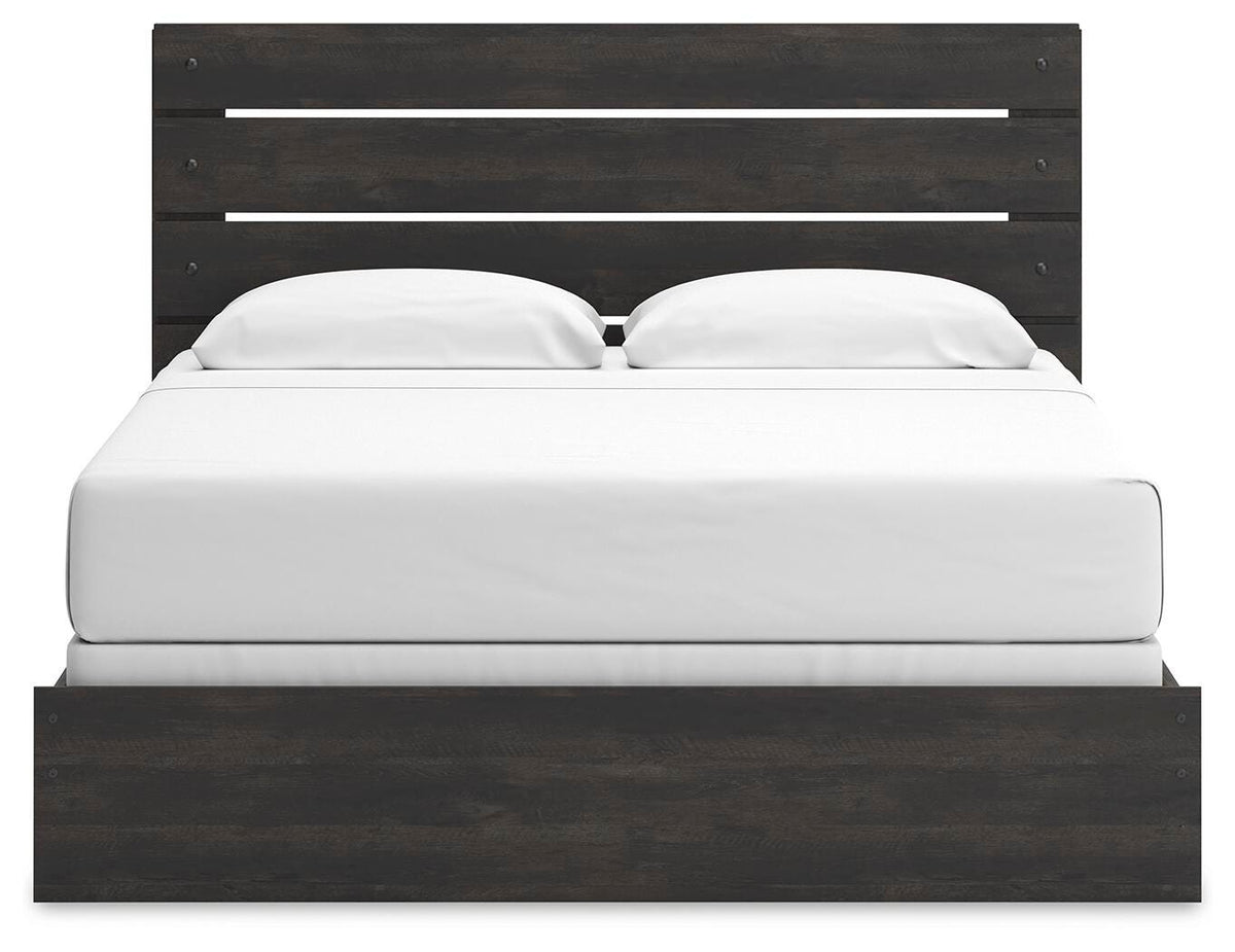 Hollivern King Panel Bed in Dark Gray, front view