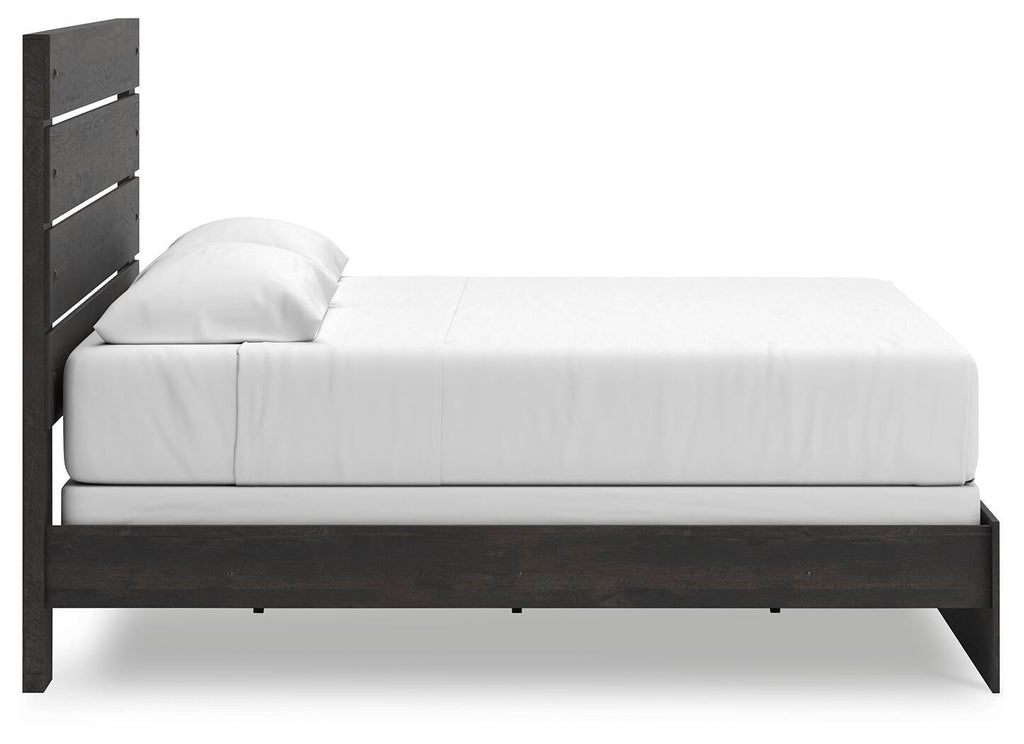 Hollivern King Panel Bed in Dark Gray, side view