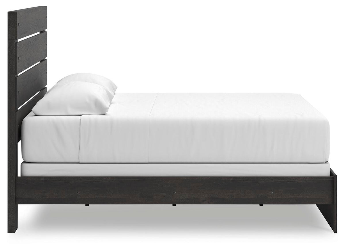 Hollivern King Panel Bed in Dark Gray, side view