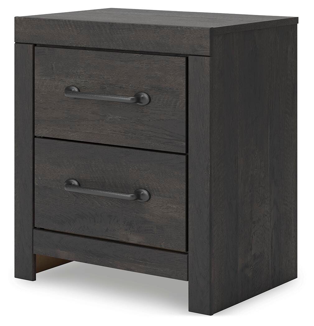 Hollivern Nightstand in Dark Gray, angle view