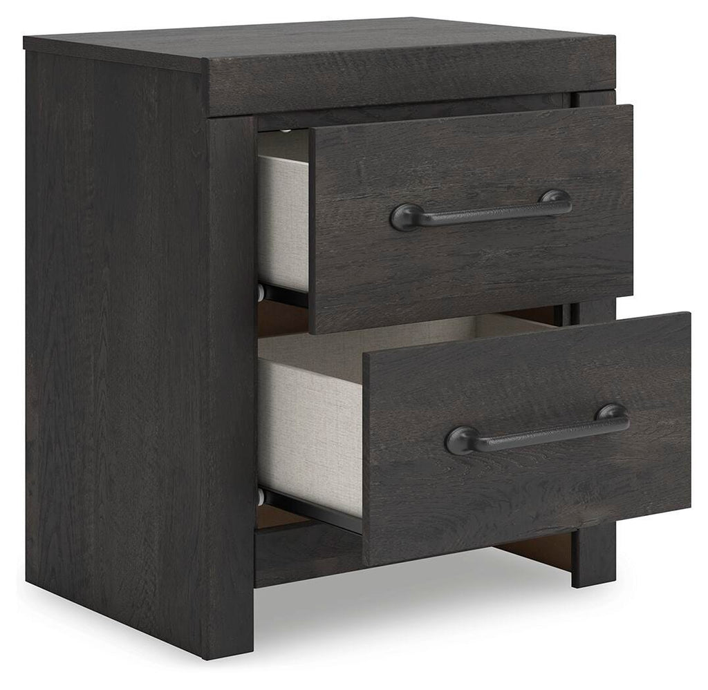 Hollivern Nightstand in Dark Gray, open view