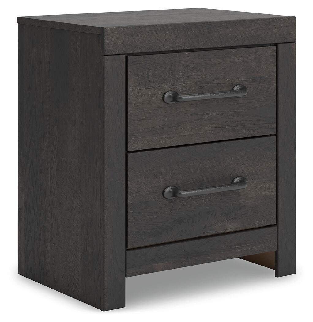 Hollivern Nightstand in Dark Gray, angle view