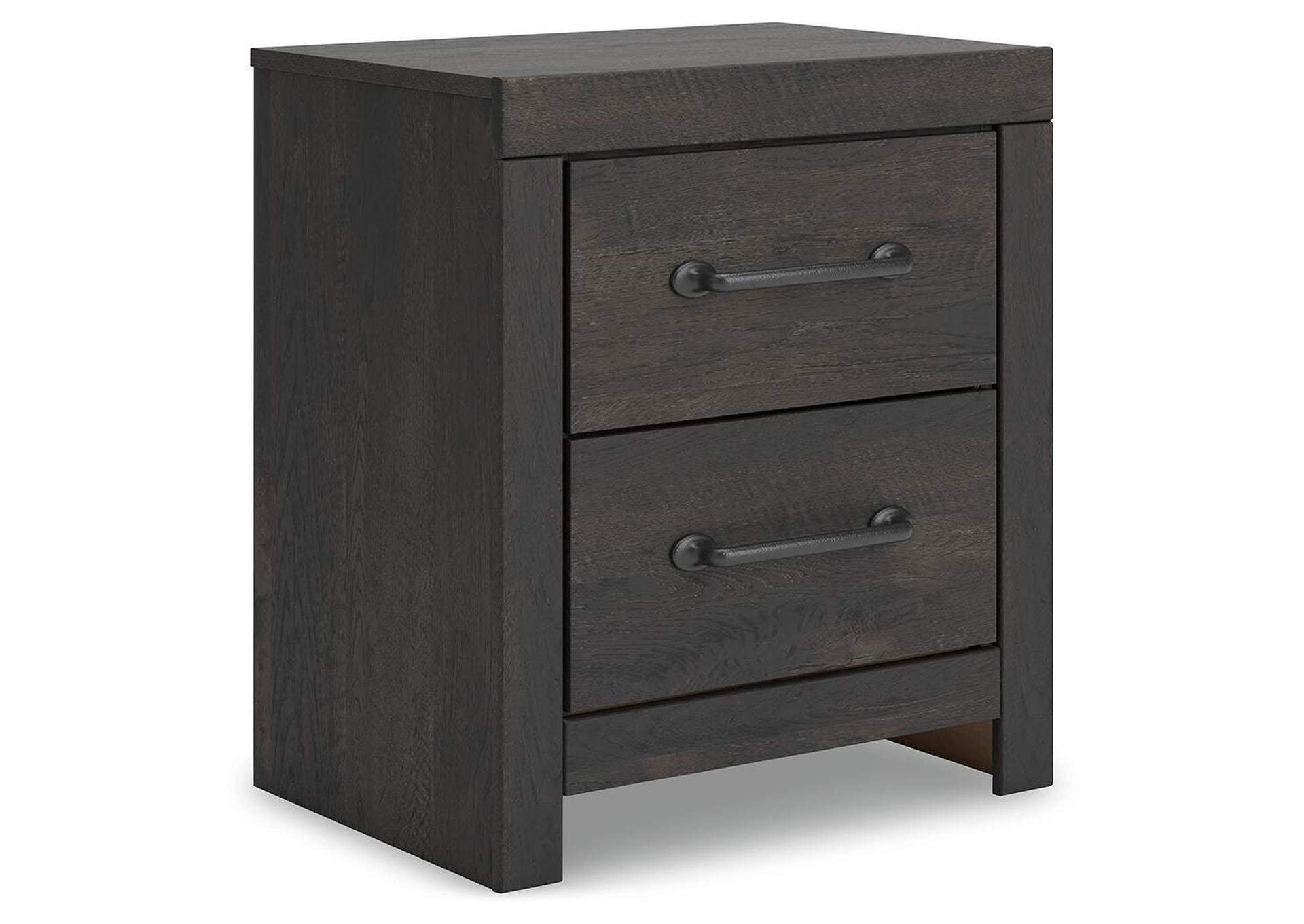 Delmorta Full Panel Bed with Storage, Dresser, Mirror and 2 Nightstands angled view