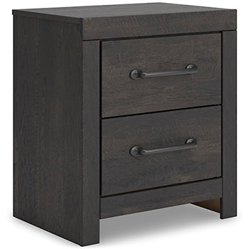 Hollivern Nightstand in Dark Gray, angle view