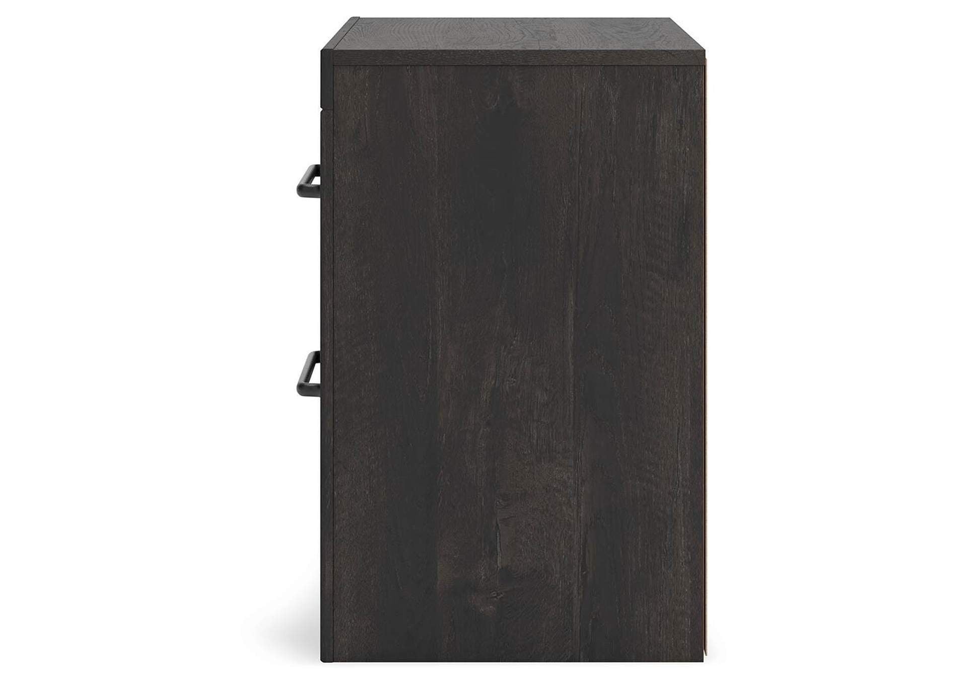 Delmorta Twin Panel Bed with Storage, Dresser, Mirror, Chest and Nightstand side view