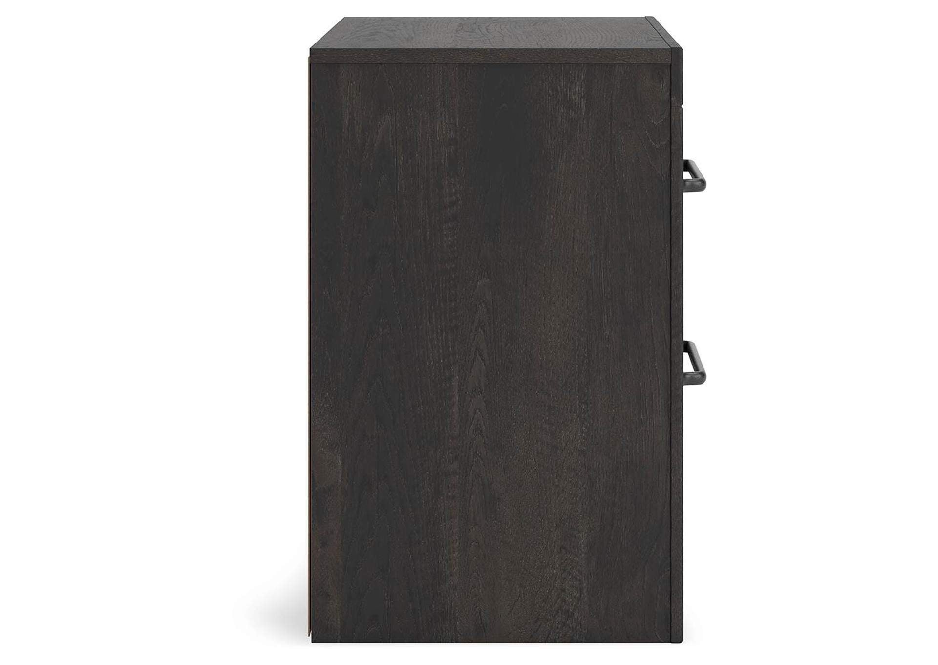 Delmorta Twin Panel Bed with Storage, Dresser, Mirror, Chest and Nightstand side view