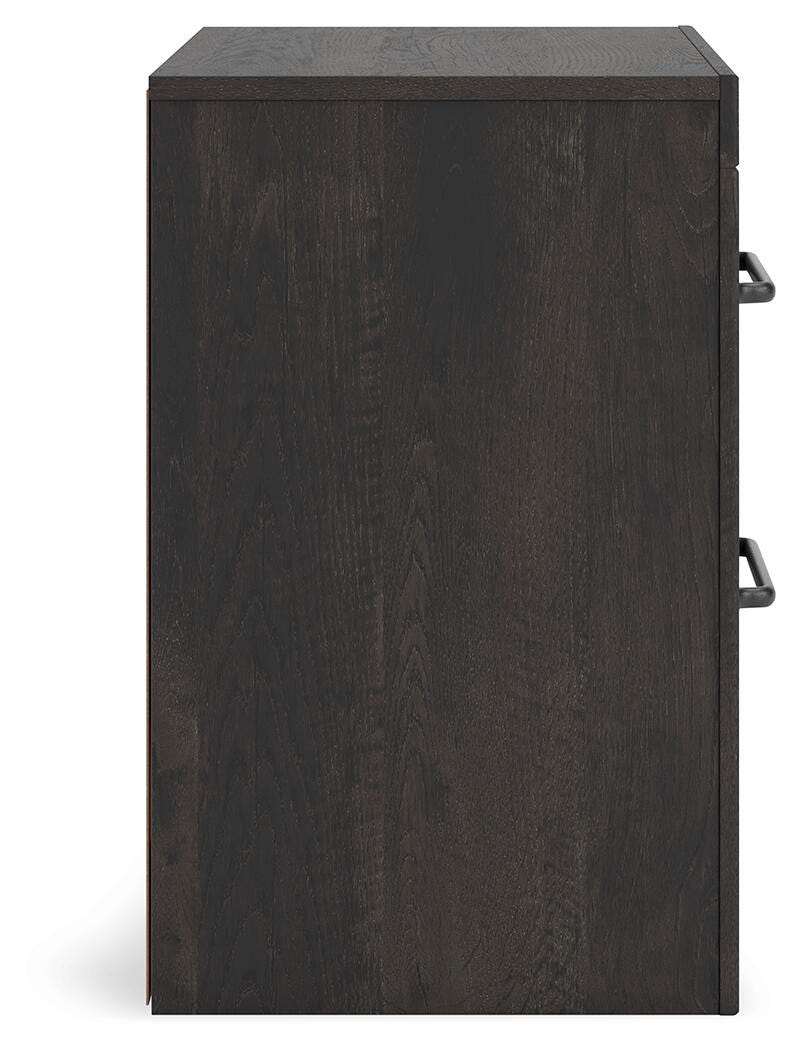 Hollivern Nightstand in Dark Gray, side view