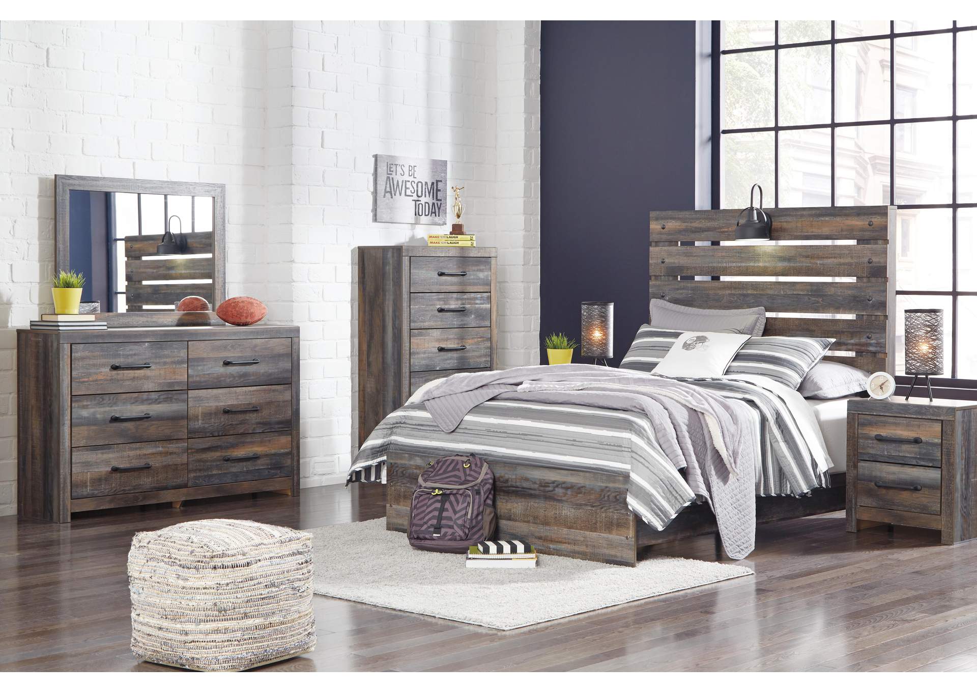 Drystan Full Panel Bed with Dresser and Nightstand
