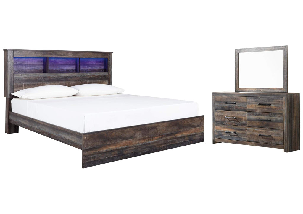 Drystan King Panel Bookcase Bed with Mirrored Dresser