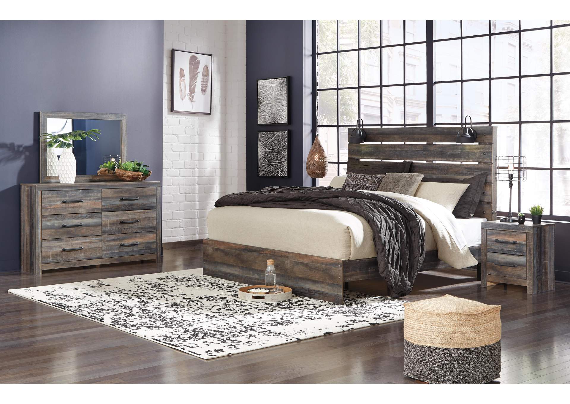 Drystan King Panel Bed with Dresser and Nightstand