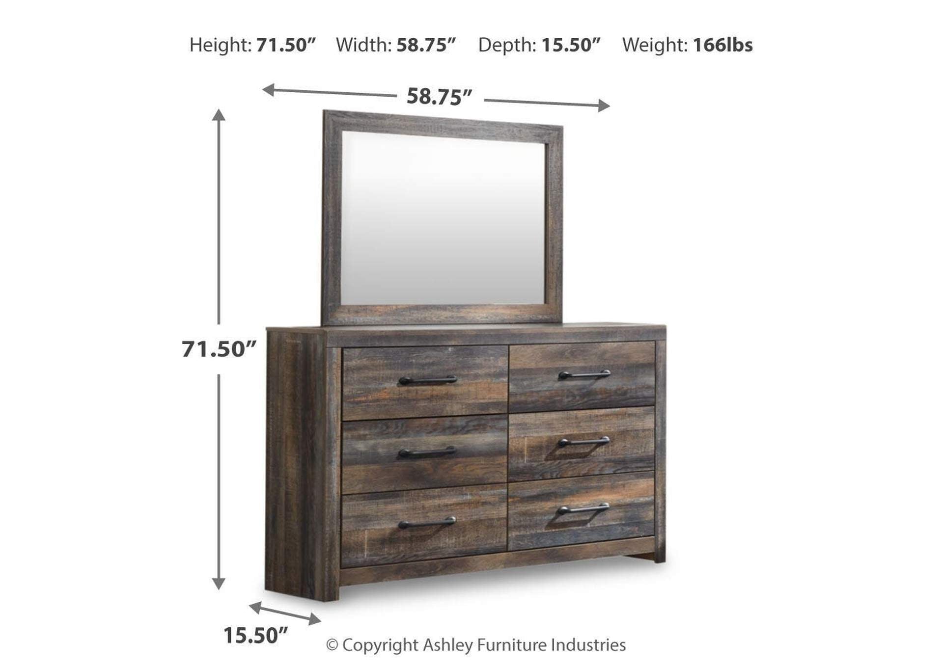 Drystan King Bookcase Bed with 4 Storage Drawers with Mirrored Dresser, Chest and 2 Nightstands dimensions