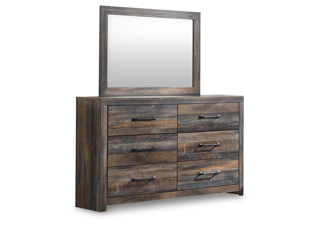 Drystan Full Bookcase Bed with 4 Storage Drawers with Mirrored Dresser and 2 Nightstands