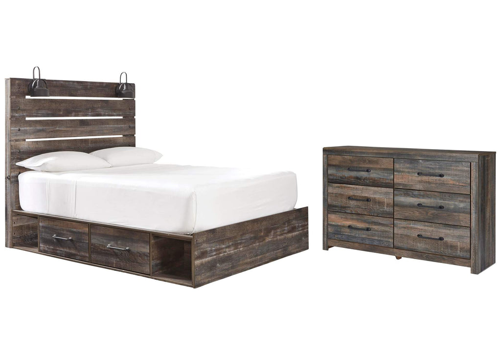 Drystan Twin Panel Bed with 2 Storage Drawers with Dresser