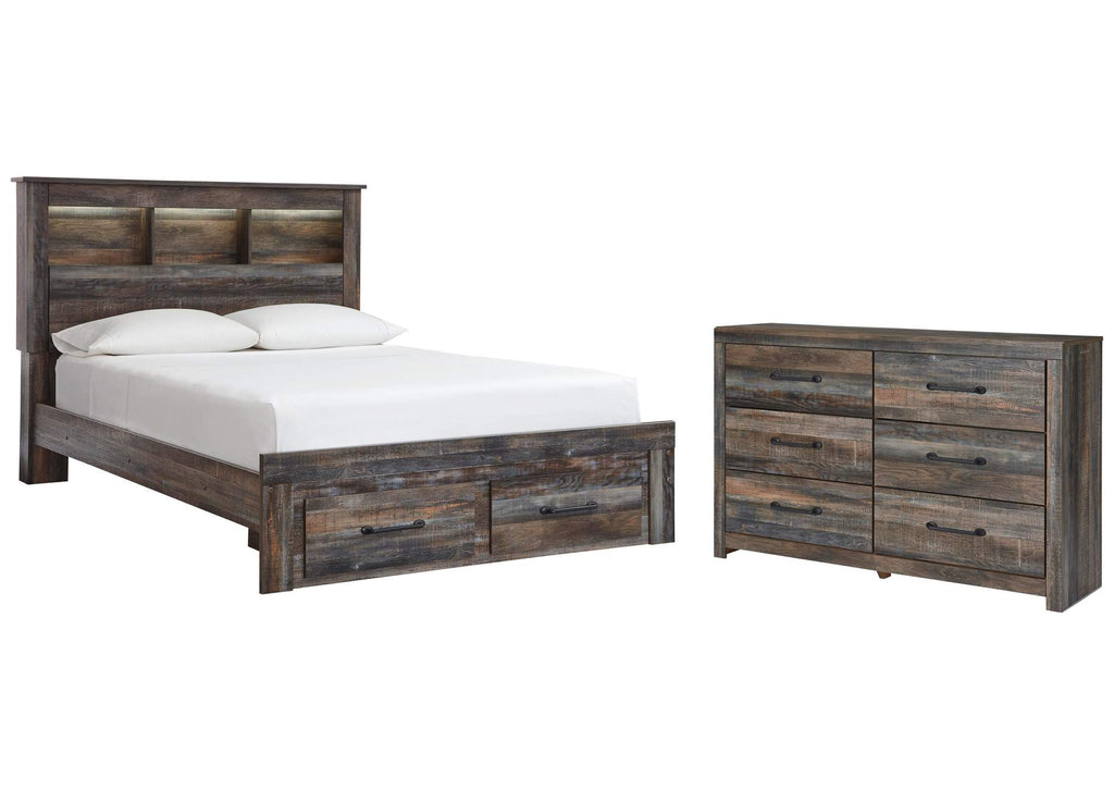 Drystan Queen Bookcase Bed with 2 Storage Drawers with Dresser